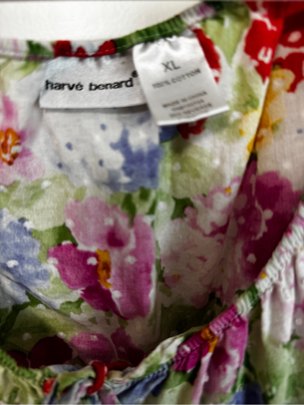Harvé Benard Swiss Dot Blouse XL Watercolor Print Puff Sleeve Top - Picture 3 of 13